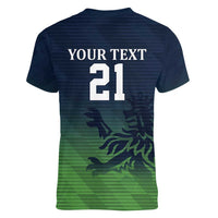 Custom Qatar Cricket Women V-Neck T-Shirt Green Sporty Pattern - Wonder Print Shop