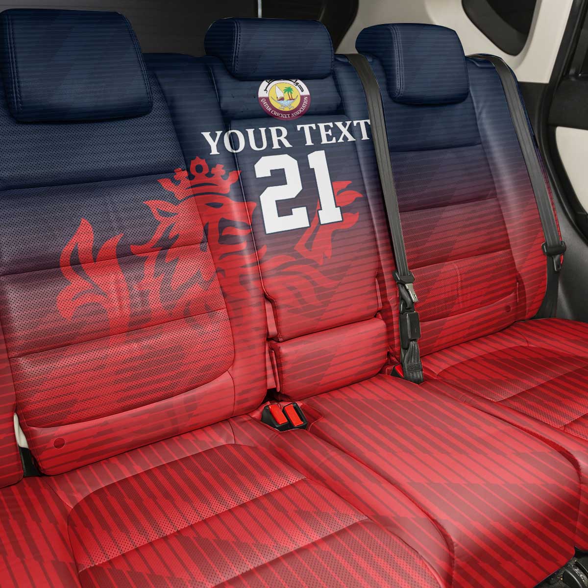 Custom Qatar Cricket Back Car Seat Cover Red Sporty Pattern LT9 - Wonder Print Shop