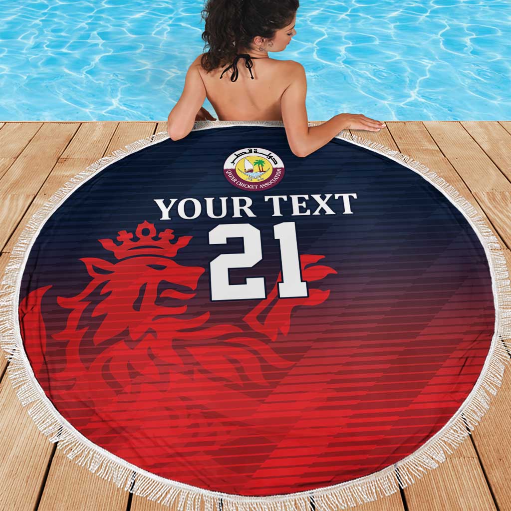 Custom Qatar Cricket Beach Blanket Red Sporty Pattern LT9 - Wonder Print Shop