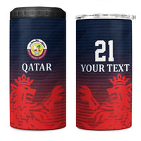 Custom Qatar Cricket 4 in 1 Can Cooler Tumbler Red Sporty Pattern LT9 - Wonder Print Shop