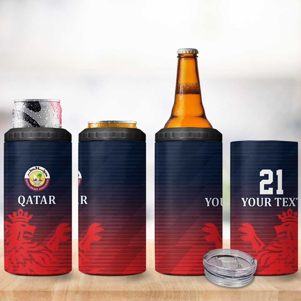 Custom Qatar Cricket 4 in 1 Can Cooler Tumbler Red Sporty Pattern LT9 - Wonder Print Shop