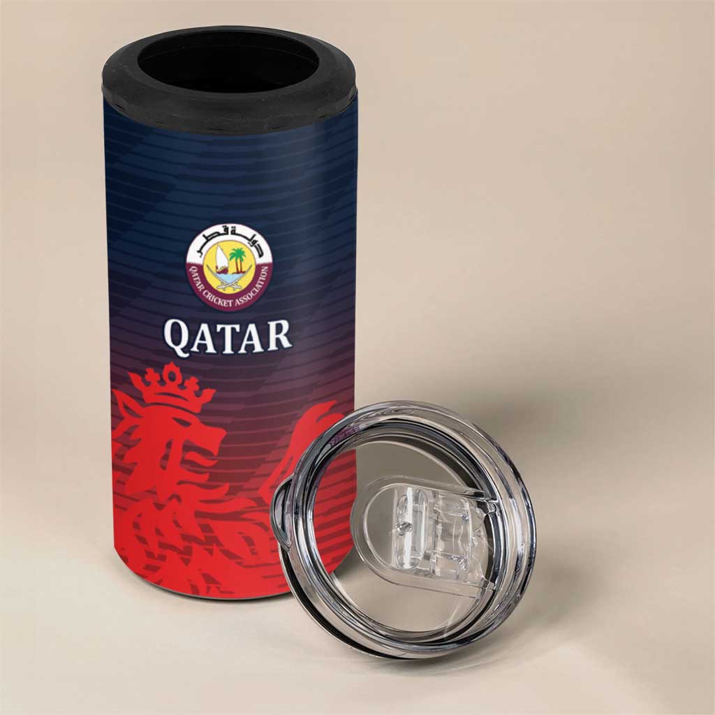 Custom Qatar Cricket 4 in 1 Can Cooler Tumbler Red Sporty Pattern LT9 - Wonder Print Shop