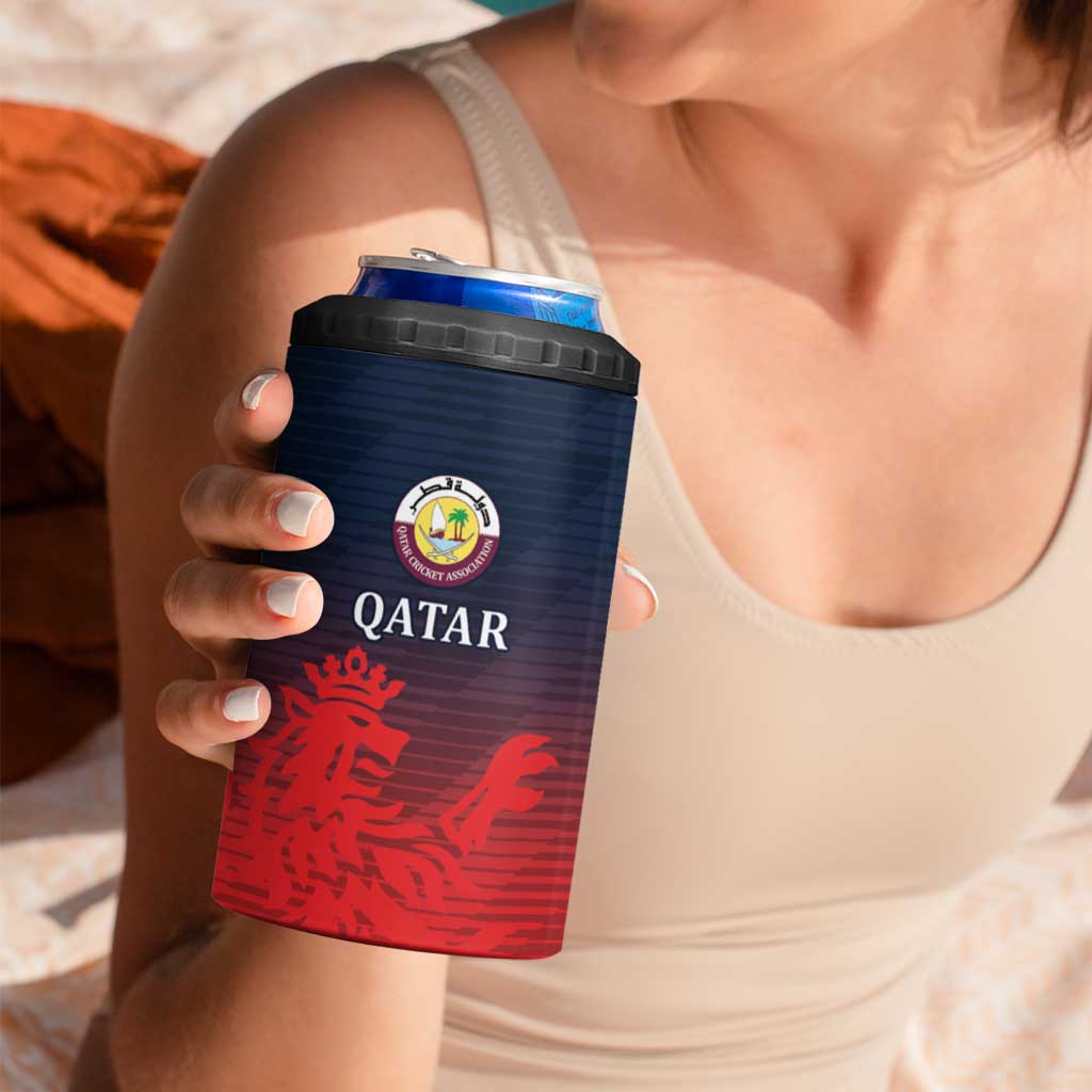 Custom Qatar Cricket 4 in 1 Can Cooler Tumbler Red Sporty Pattern LT9 - Wonder Print Shop