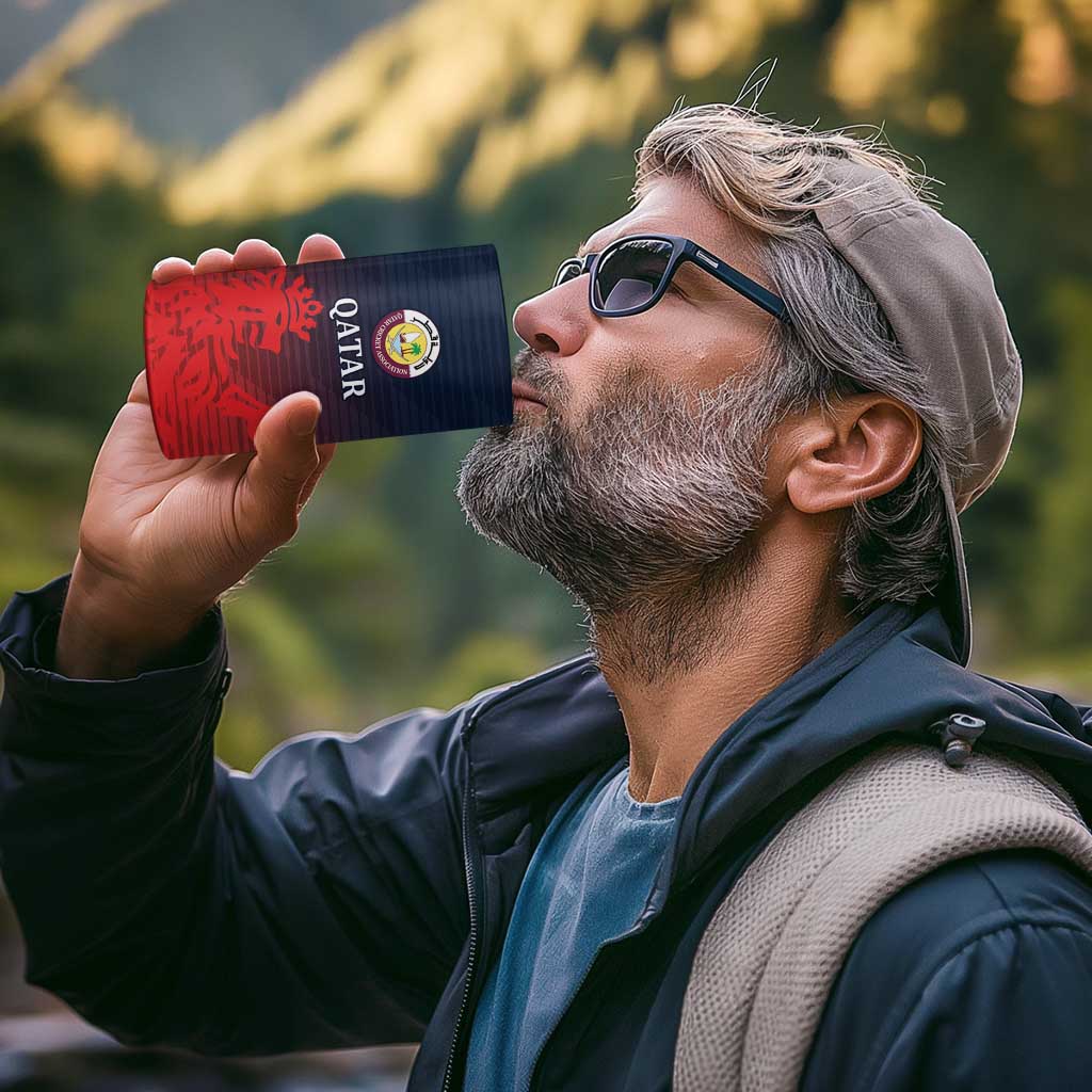 Custom Qatar Cricket 4 in 1 Can Cooler Tumbler Red Sporty Pattern LT9 - Wonder Print Shop