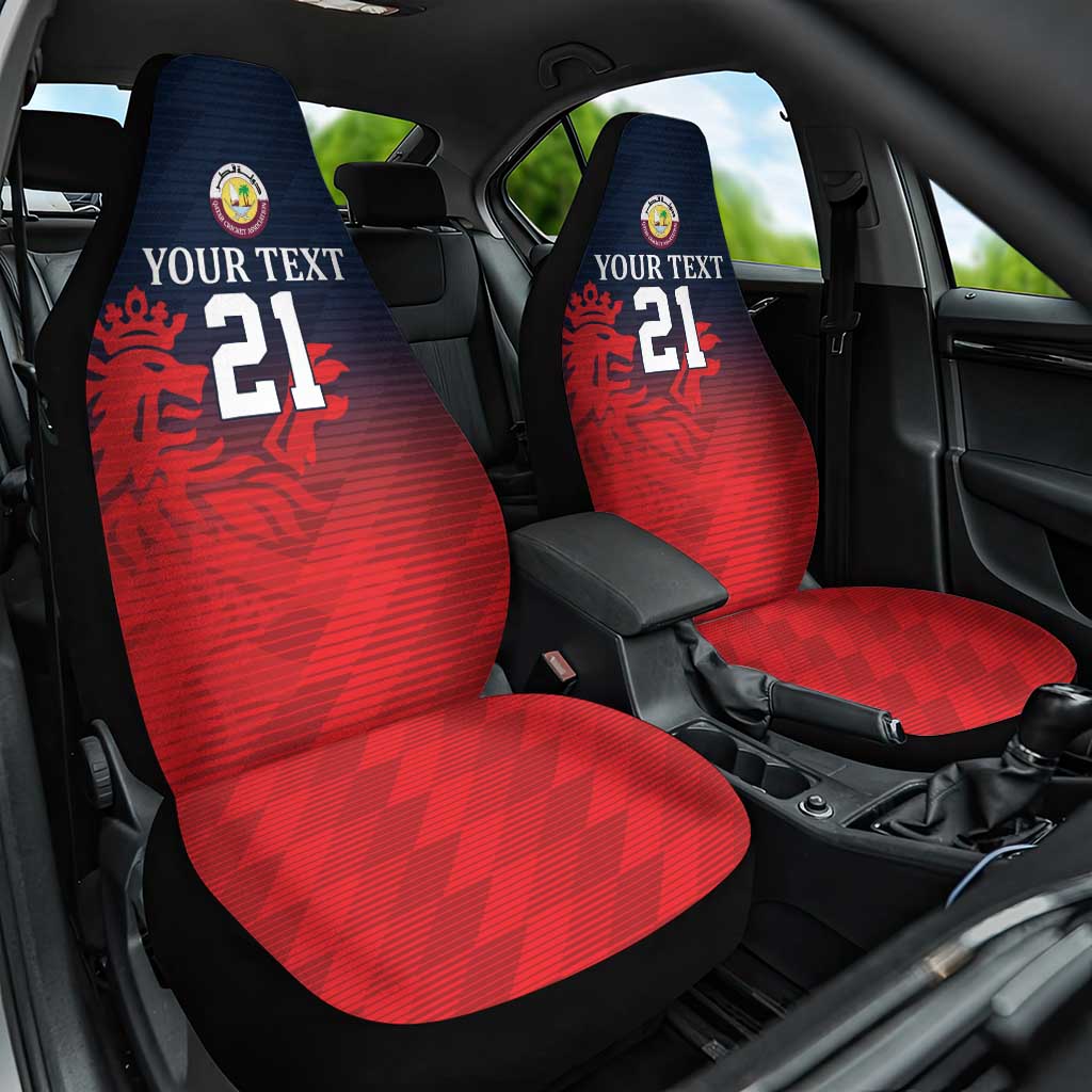 Custom Qatar Cricket Car Seat Cover Red Sporty Pattern LT9 - Wonder Print Shop