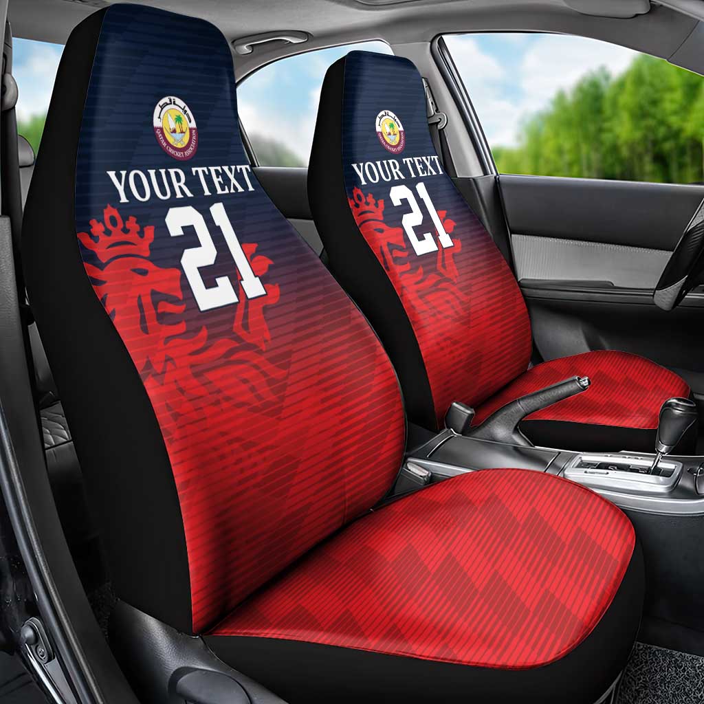 Custom Qatar Cricket Car Seat Cover Red Sporty Pattern LT9 - Wonder Print Shop