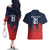 Custom Qatar Cricket Couples Matching Off The Shoulder Long Sleeve Dress and Hawaiian Shirt Red Sporty Pattern LT9 - Wonder Print Shop