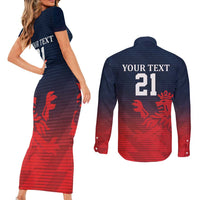 Custom Qatar Cricket Couples Matching Short Sleeve Bodycon Dress and Long Sleeve Button Shirt Red Sporty Pattern LT9 - Wonder Print Shop