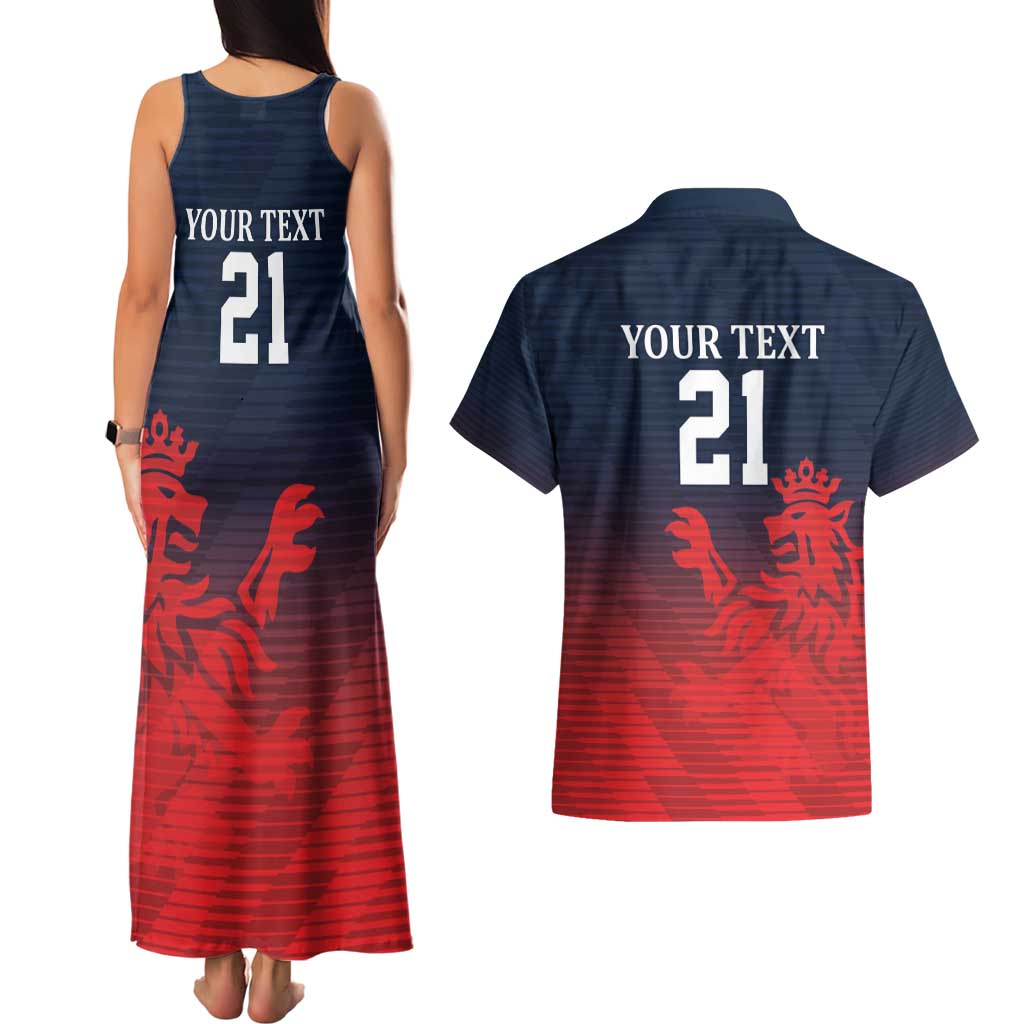 Custom Qatar Cricket Couples Matching Tank Maxi Dress and Hawaiian Shirt Red Sporty Pattern LT9 - Wonder Print Shop