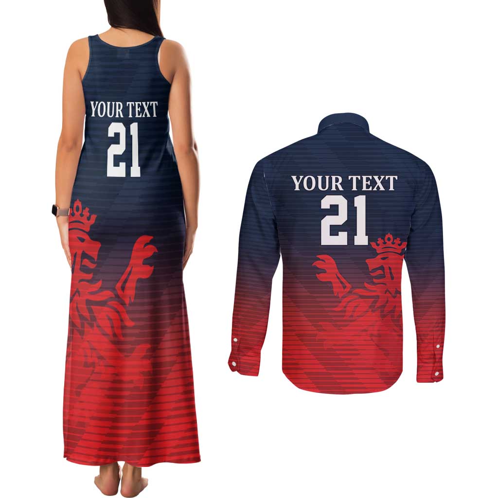 Custom Qatar Cricket Couples Matching Tank Maxi Dress and Long Sleeve Button Shirt Red Sporty Pattern LT9 - Wonder Print Shop