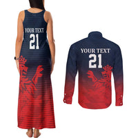 Custom Qatar Cricket Couples Matching Tank Maxi Dress and Long Sleeve Button Shirt Red Sporty Pattern LT9 - Wonder Print Shop