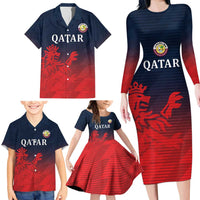 Custom Qatar Cricket Family Matching Long Sleeve Bodycon Dress and Hawaiian Shirt Red Sporty Pattern LT9 - Wonder Print Shop
