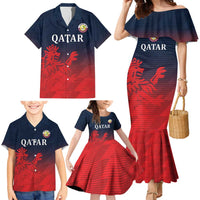 Custom Qatar Cricket Family Matching Mermaid Dress and Hawaiian Shirt Red Sporty Pattern LT9 - Wonder Print Shop