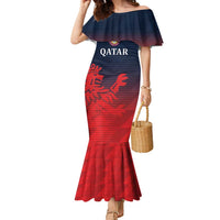 Custom Qatar Cricket Family Matching Mermaid Dress and Hawaiian Shirt Red Sporty Pattern LT9 - Wonder Print Shop