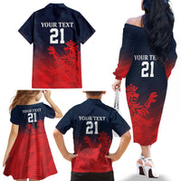 Custom Qatar Cricket Family Matching Off The Shoulder Long Sleeve Dress and Hawaiian Shirt Red Sporty Pattern - Wonder Print Shop