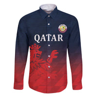 Custom Qatar Cricket Family Matching Off The Shoulder Long Sleeve Dress and Hawaiian Shirt Red Sporty Pattern - Wonder Print Shop