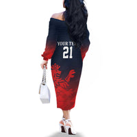 Custom Qatar Cricket Family Matching Off The Shoulder Long Sleeve Dress and Hawaiian Shirt Red Sporty Pattern - Wonder Print Shop