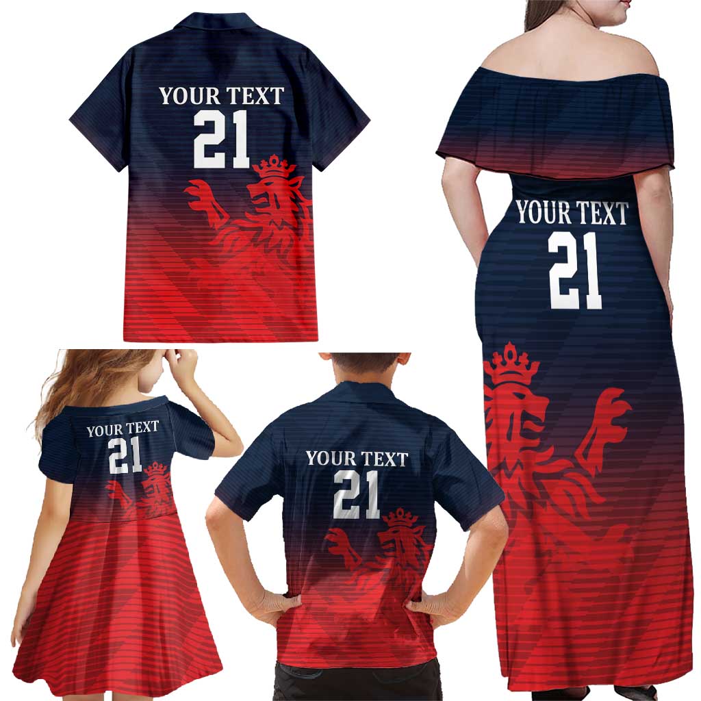 Custom Qatar Cricket Family Matching Off Shoulder Maxi Dress and Hawaiian Shirt Red Sporty Pattern LT9 - Wonder Print Shop