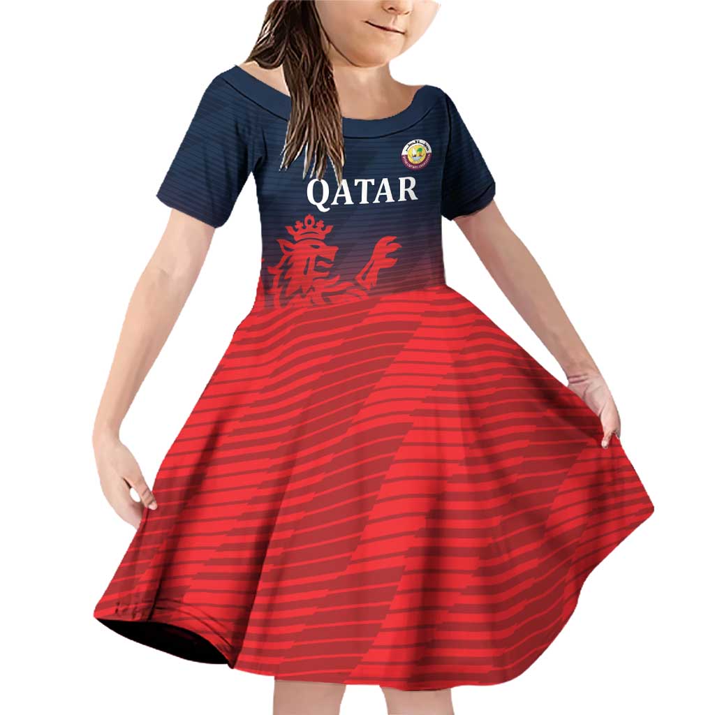 Custom Qatar Cricket Family Matching Off Shoulder Short Dress and Hawaiian Shirt Red Sporty Pattern LT9 - Wonder Print Shop
