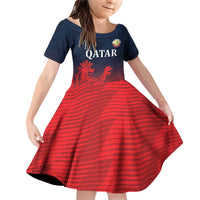 Custom Qatar Cricket Family Matching Off Shoulder Short Dress and Hawaiian Shirt Red Sporty Pattern LT9 - Wonder Print Shop