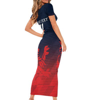 Custom Qatar Cricket Family Matching Short Sleeve Bodycon Dress and Hawaiian Shirt Red Sporty Pattern - Wonder Print Shop