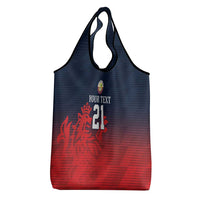 Custom Qatar Cricket Grocery Bag Red Sporty Pattern