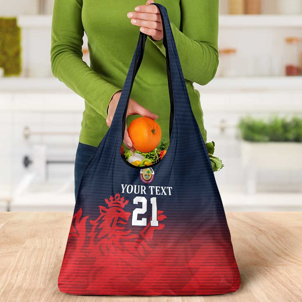 Custom Qatar Cricket Grocery Bag Red Sporty Pattern