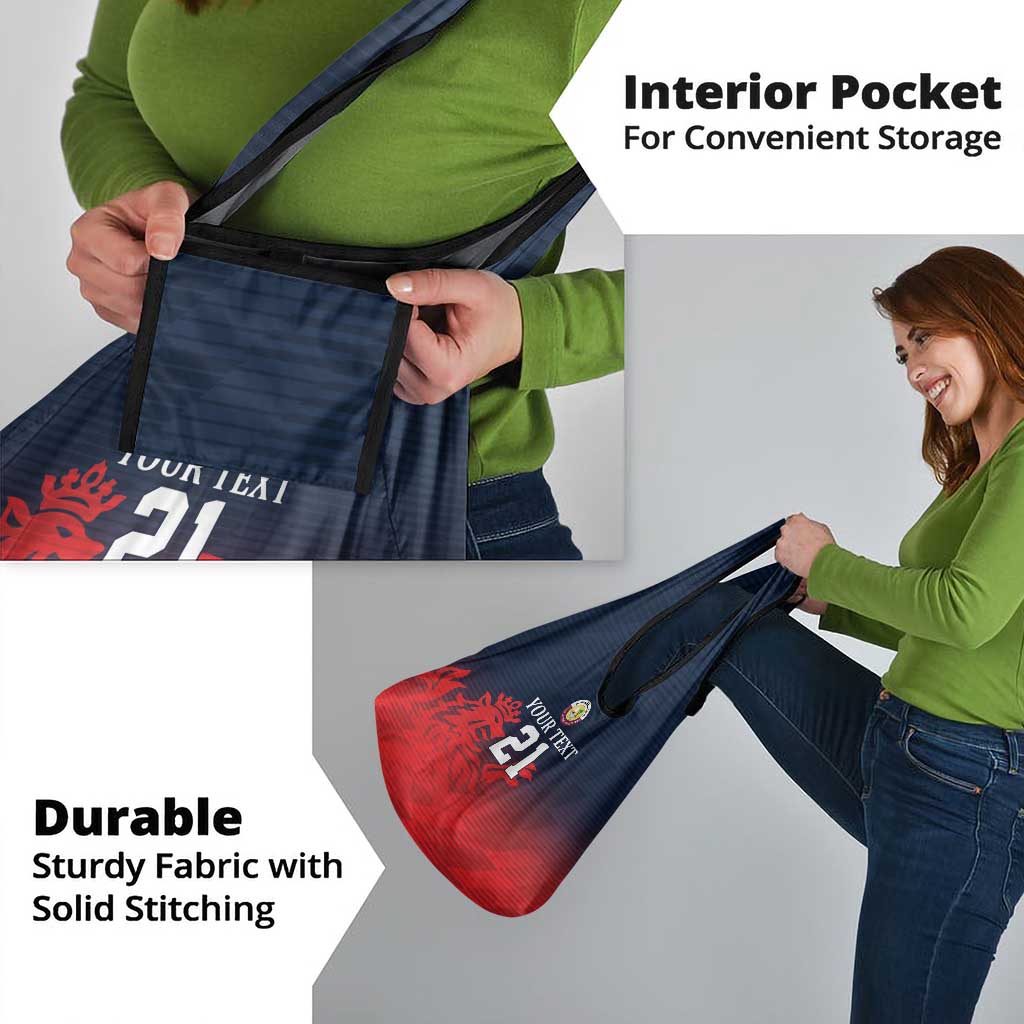 Custom Qatar Cricket Grocery Bag Red Sporty Pattern