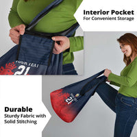 Custom Qatar Cricket Grocery Bag Red Sporty Pattern
