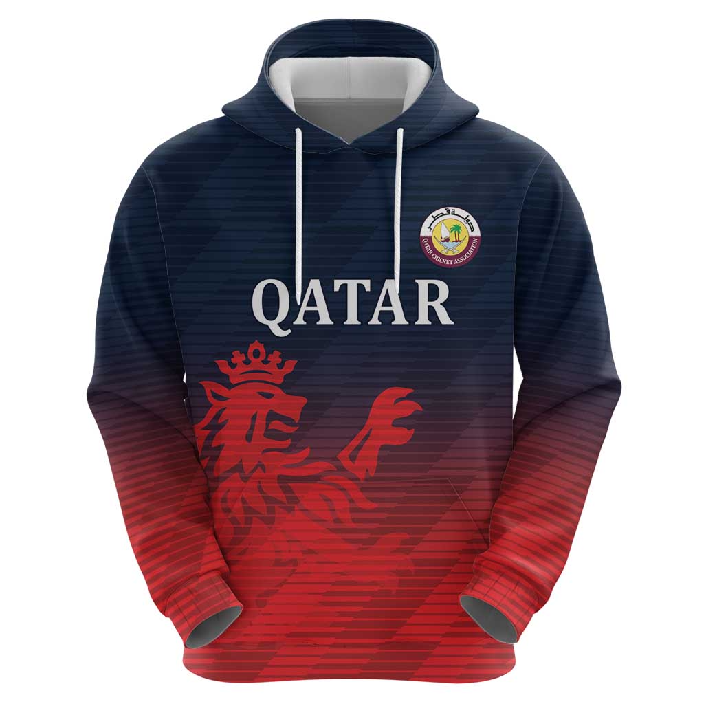 Custom Qatar Cricket Hoodie Red Sporty Pattern - Wonder Print Shop