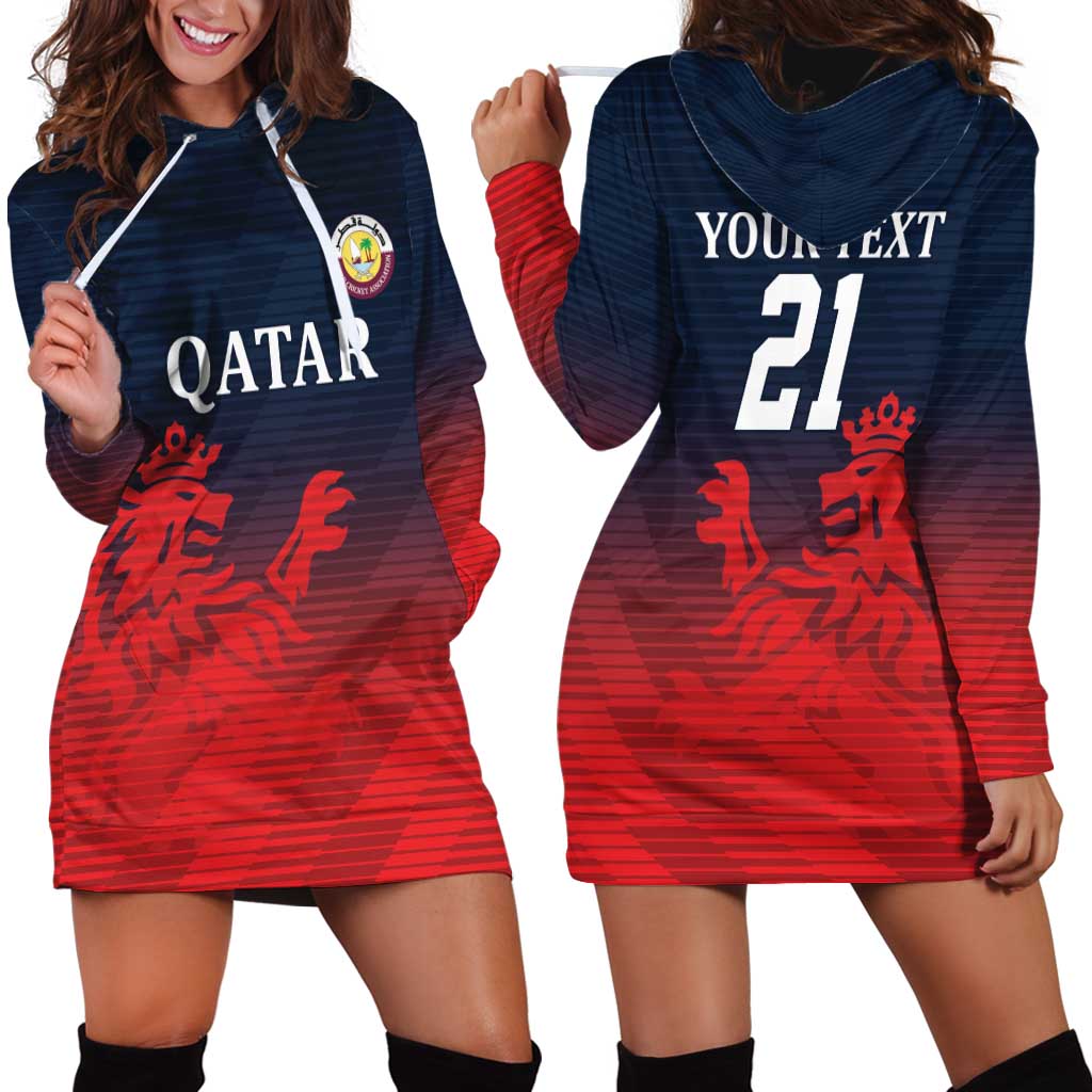 Custom Qatar Cricket Hoodie Dress Red Sporty Pattern - Wonder Print Shop