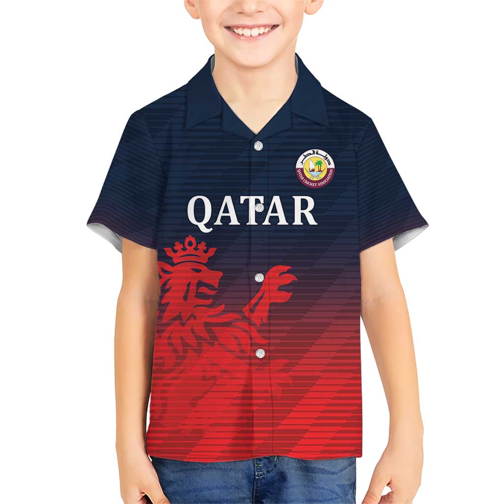 Custom Qatar Cricket Kid Hawaiian Shirt Red Sporty Pattern - Wonder Print Shop