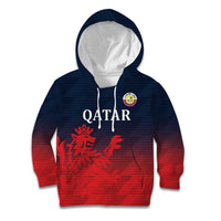 Custom Qatar Cricket Kid Hoodie Red Sporty Pattern - Wonder Print Shop