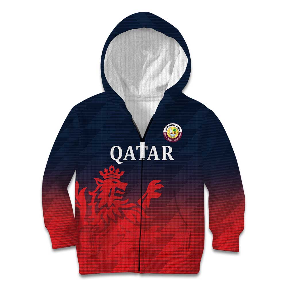 Custom Qatar Cricket Kid Hoodie Red Sporty Pattern - Wonder Print Shop