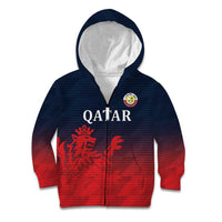 Custom Qatar Cricket Kid Hoodie Red Sporty Pattern - Wonder Print Shop