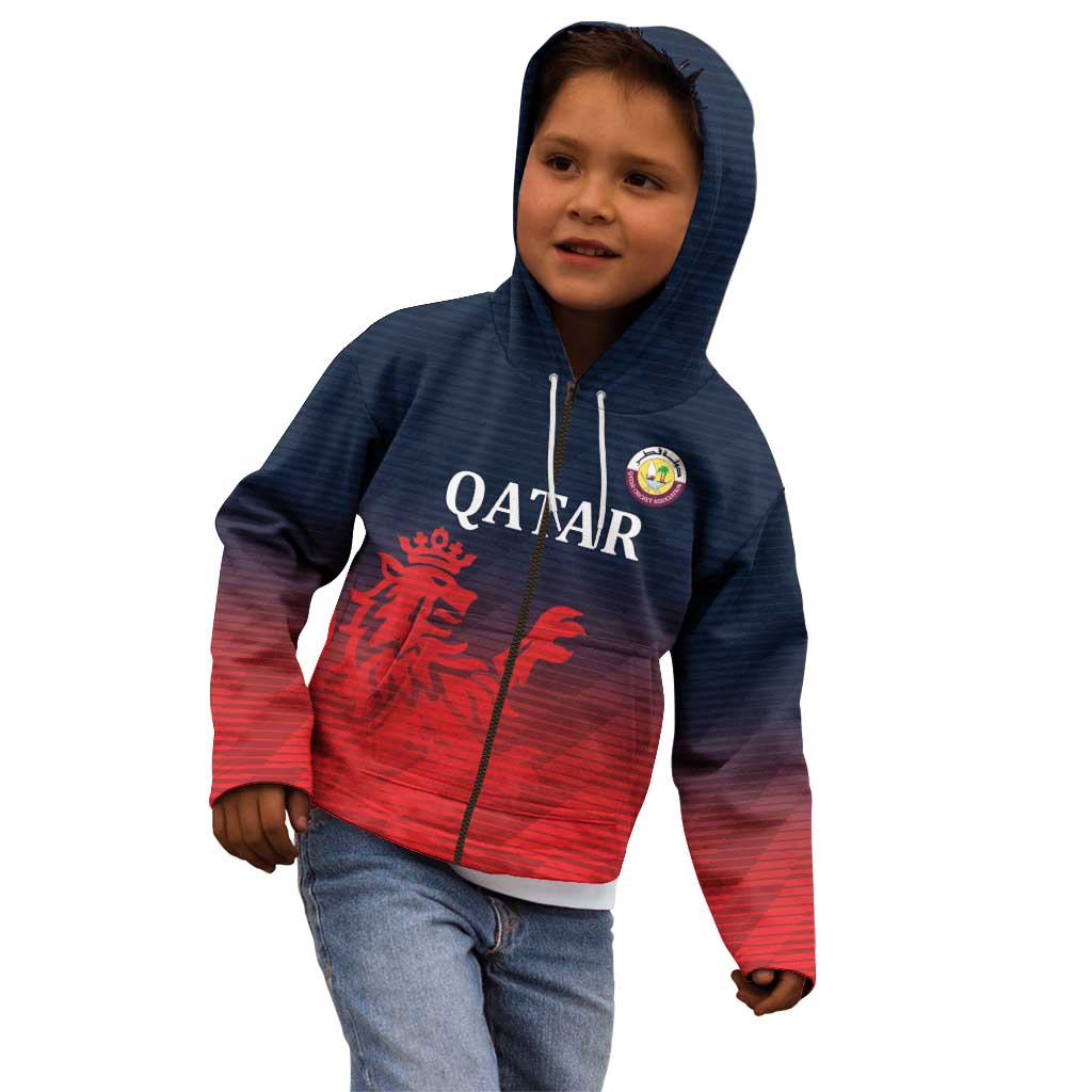 Custom Qatar Cricket Kid Hoodie Red Sporty Pattern - Wonder Print Shop