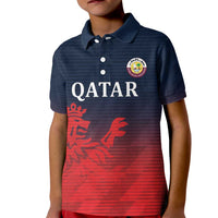 Custom Qatar Cricket Kid Polo Shirt Red Sporty Pattern - Wonder Print Shop
