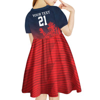 Custom Qatar Cricket Kid Short Sleeve Dress Red Sporty Pattern - Wonder Print Shop
