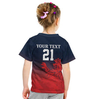 Custom Qatar Cricket Kid T Shirt Red Sporty Pattern - Wonder Print Shop
