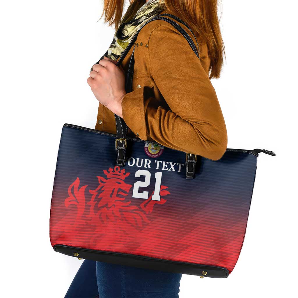 Custom Qatar Cricket Leather Tote Bag Red Sporty Pattern - Wonder Print Shop