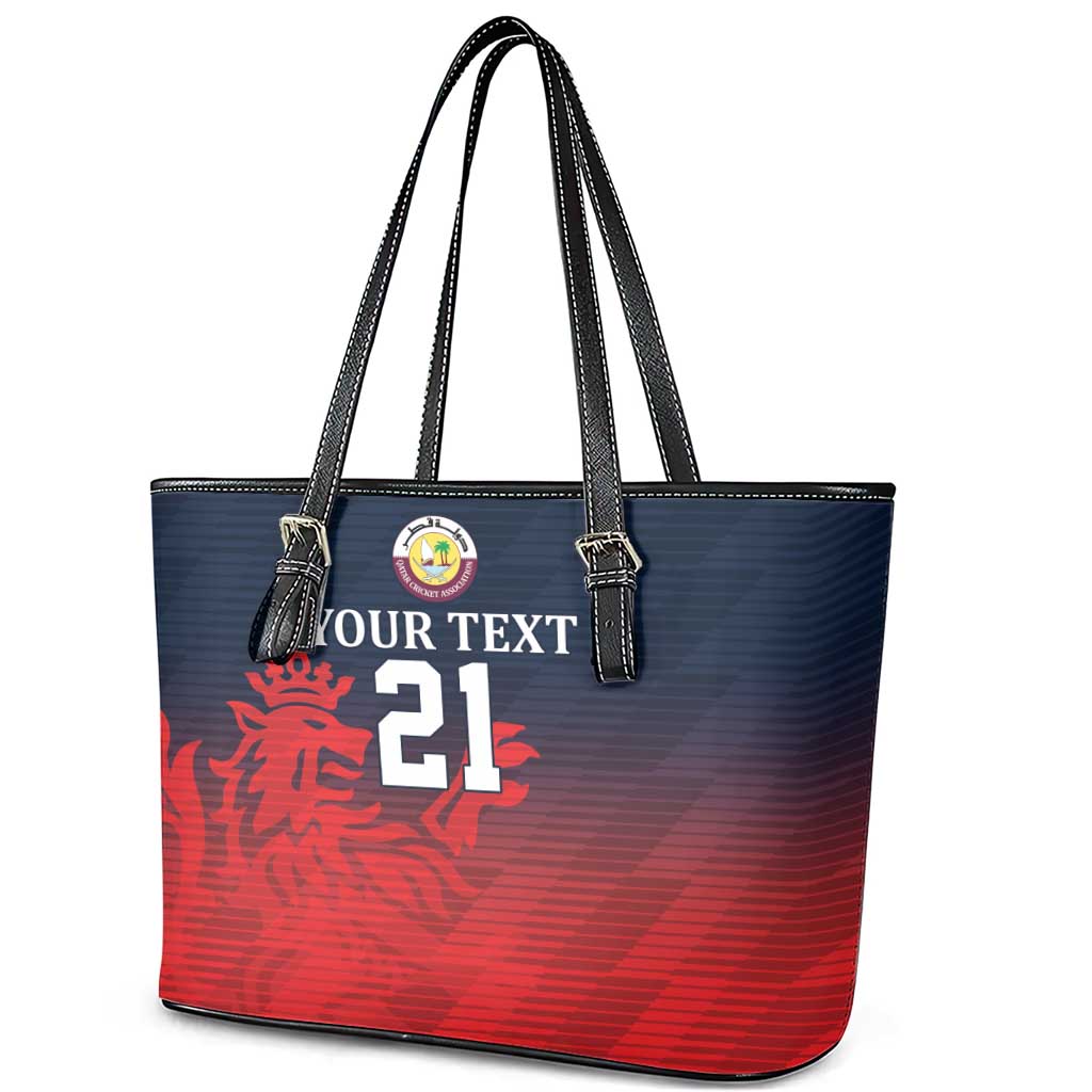 Custom Qatar Cricket Leather Tote Bag Red Sporty Pattern - Wonder Print Shop