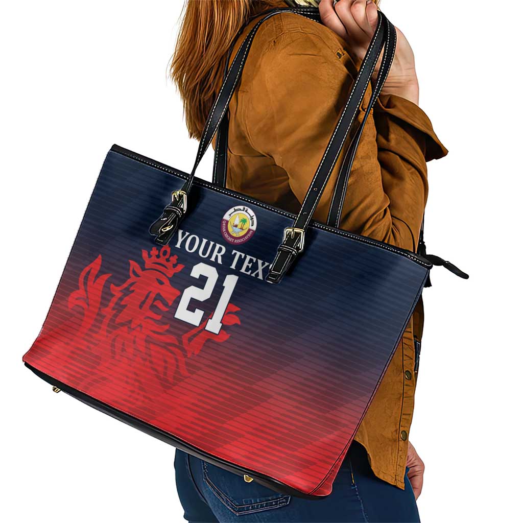 Custom Qatar Cricket Leather Tote Bag Red Sporty Pattern - Wonder Print Shop
