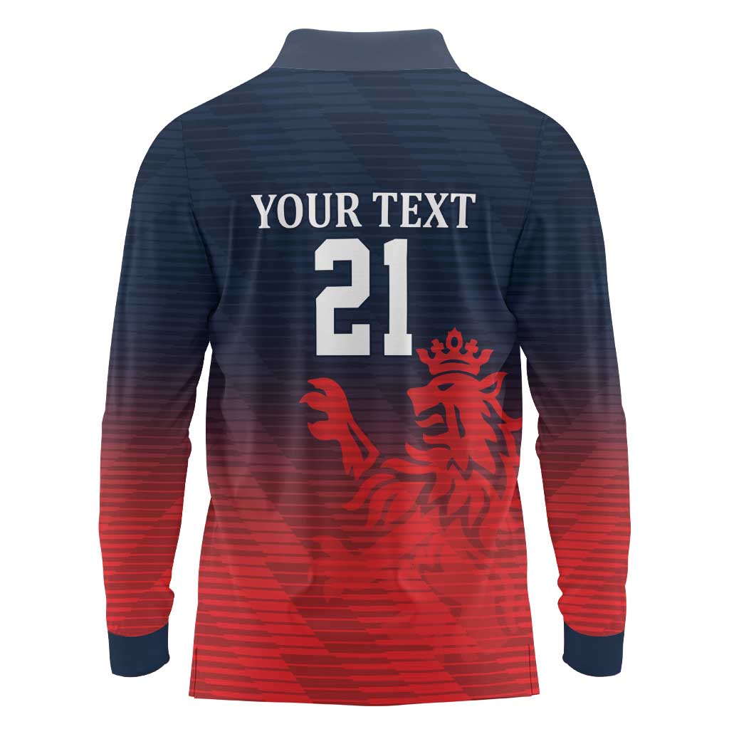Custom Qatar Cricket Long Sleeve Polo Shirt Red Sporty Pattern - Wonder Print Shop