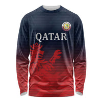 Custom Qatar Cricket Long Sleeve Shirt Red Sporty Pattern - Wonder Print Shop