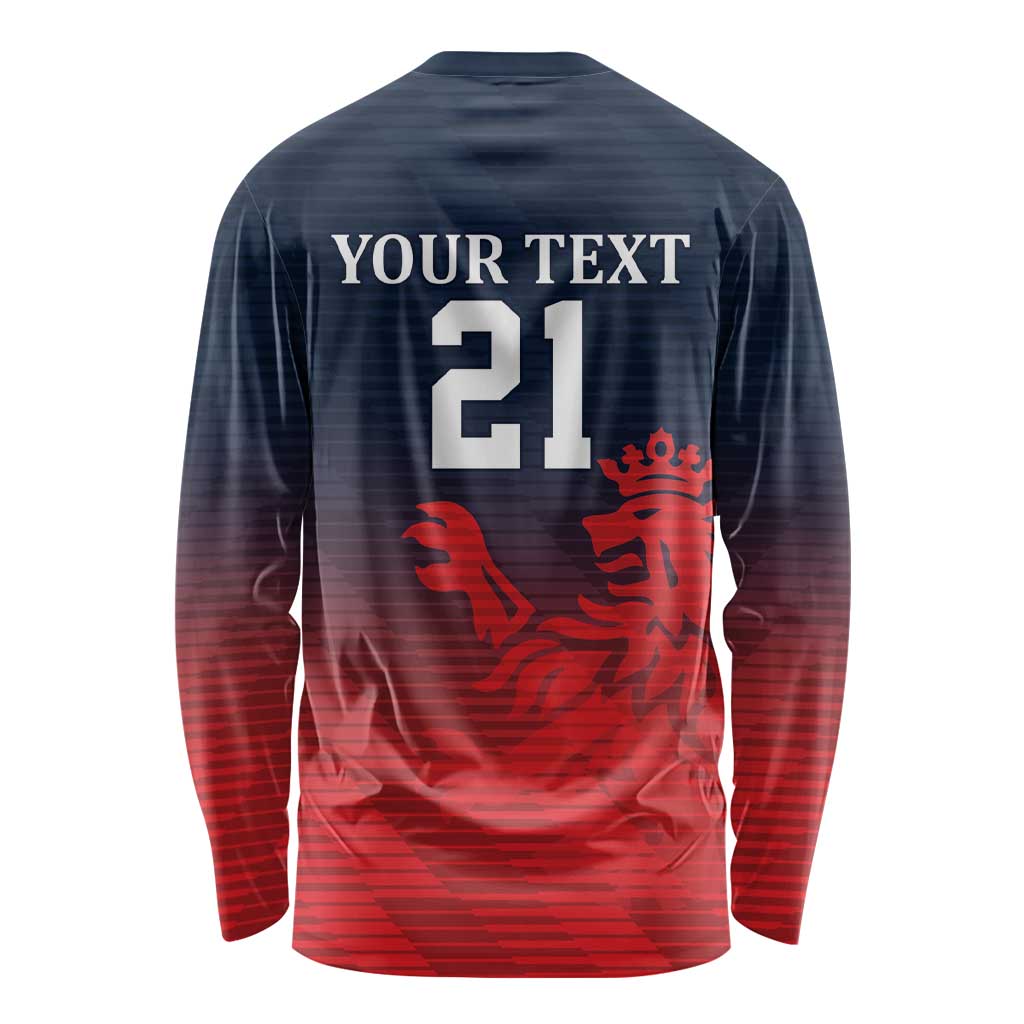Custom Qatar Cricket Long Sleeve Shirt Red Sporty Pattern - Wonder Print Shop
