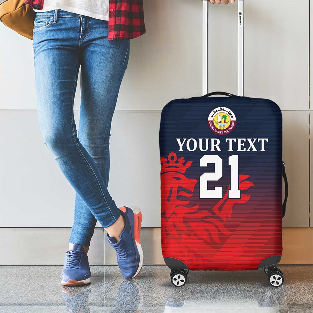 Custom Qatar Cricket Luggage Cover Red Sporty Pattern - Wonder Print Shop