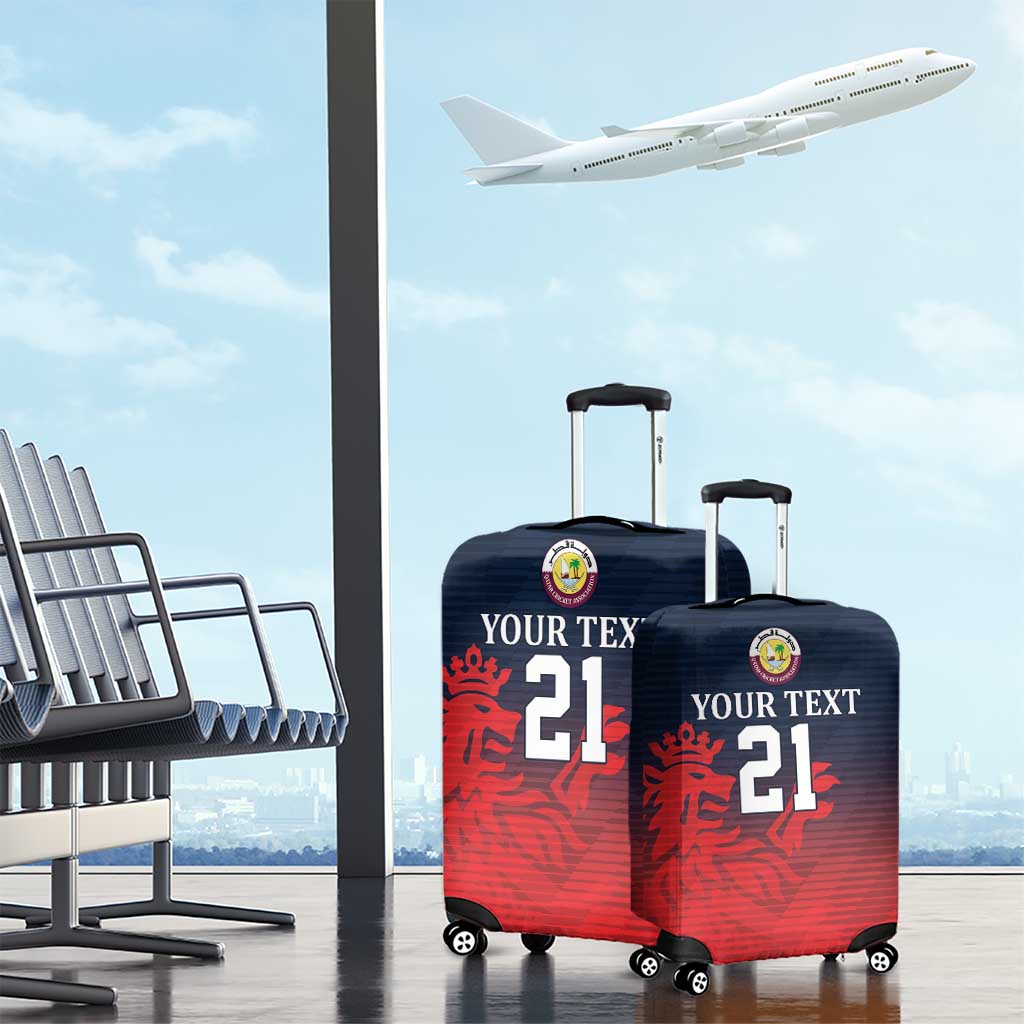 Custom Qatar Cricket Luggage Cover Red Sporty Pattern - Wonder Print Shop