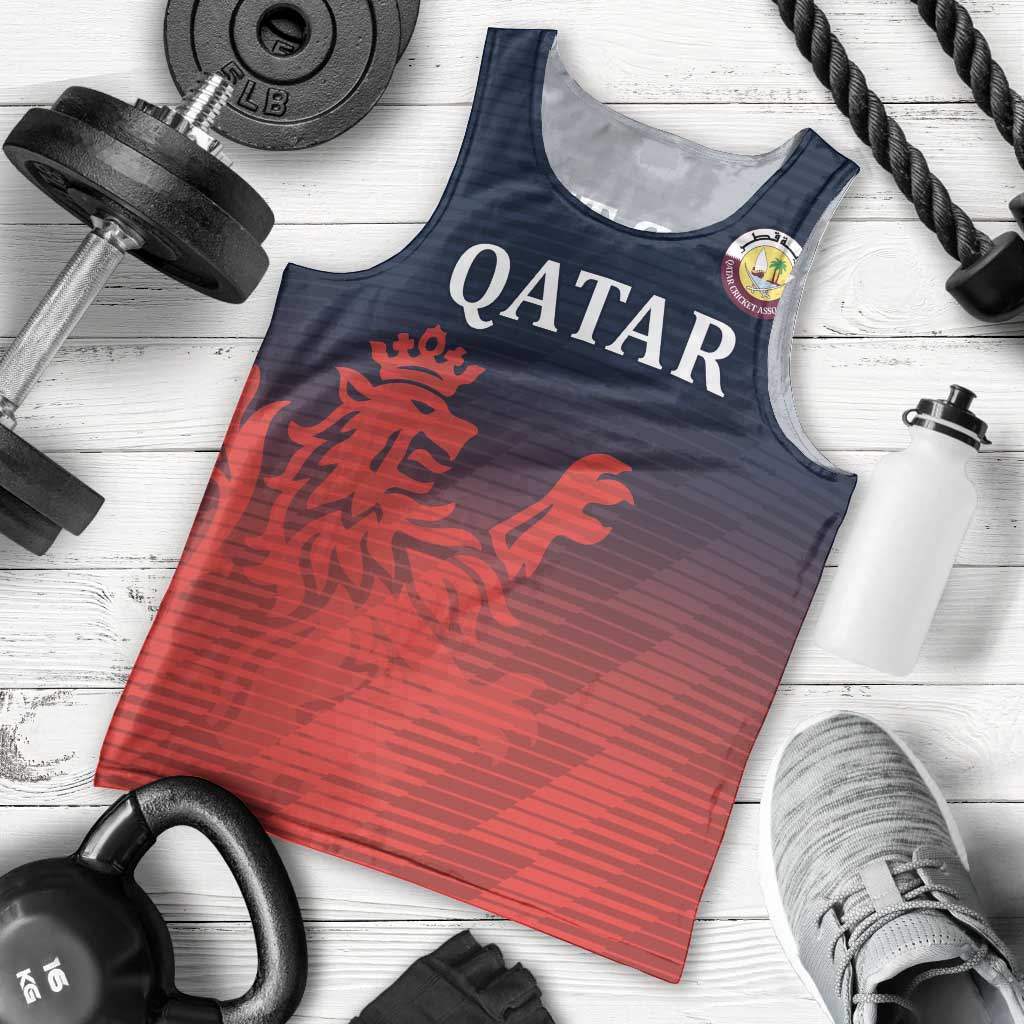 Custom Qatar Cricket Men Tank Top Red Sporty Pattern - Wonder Print Shop