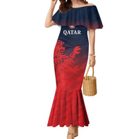 Custom Qatar Cricket Mermaid Dress Red Sporty Pattern - Wonder Print Shop