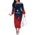 Custom Qatar Cricket Off The Shoulder Long Sleeve Dress Red Sporty Pattern - Wonder Print Shop